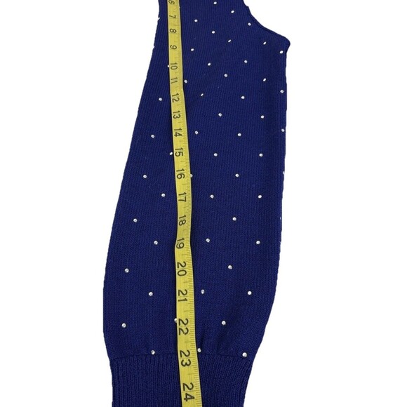Vtg St John Evening Santana Knit Sweater Rhinestone Stars Large Blue USA - Picture 9 of 9